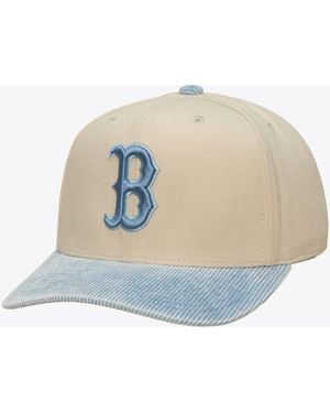 Mitchell & Ness Boston Red Sox Washed Corduroy Snapback Pro Crown Baseball Cap - White