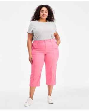 Style & Co. Plus Size Seamed Utility Capri Pants - Pink