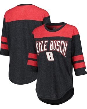 Starter Kyle Busch Full Back Block 3/4-sleeve Tri-blend Top - Red