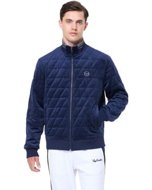 Sergio Tacchini Redi Quilted Velour Bomber Jacket - Blue