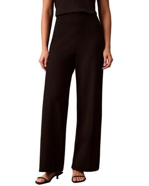 Calvin Klein High Waist Straight Leg Pull On Pants - Black