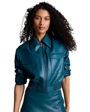 Kenneth Cole Cropped Bomber Jacket - Blue