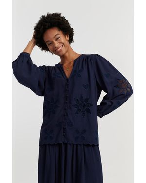 Chinti & Parker Chinti And Parker Linen-blend Broderie Blouse - Blue