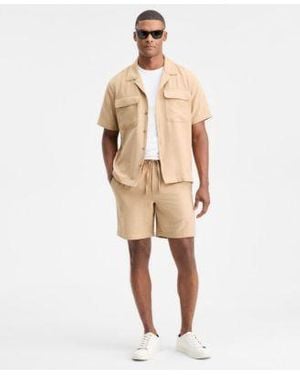 Alfani Brushed Owen Shorts Short Sleeve Shirt Macys Exclusive - Natural