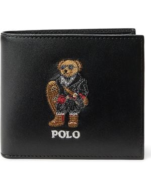 Polo Ralph Lauren Polo Bear Leather Billfold Wallet - Black