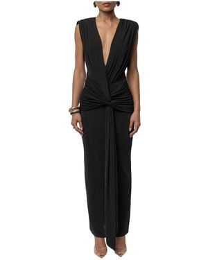 JLUXLABEL Palma Plunge V-neck Ruched Sleeveless Maxi Dress - Black