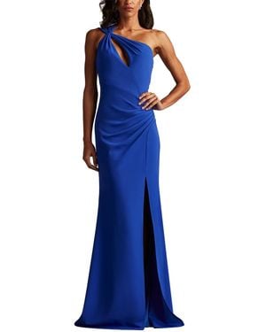 Tadashi Shoji Viveca One-shoulder Keyhole Gown - Blue