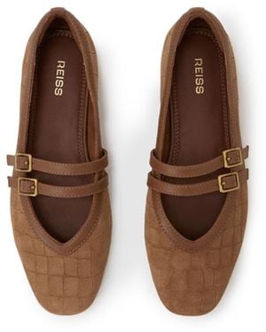 Reiss Eliza Croc Embossed Ballet Shoe - Brown