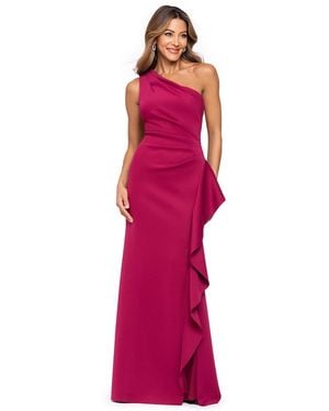 Xscape Ruffled One-shoulder Scuba Gown - Purple