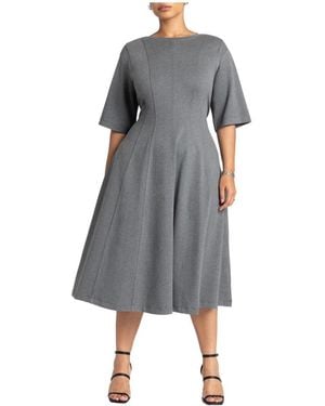 Eloquii Plus Size Seam Detail Ponte Work Dress - Gray