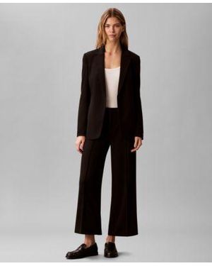 Calvin Klein Crepe Travel Blazer Cropped Wide Leg Pants - Black