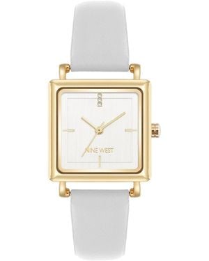 Nine West Genuine Crystal Accented Strap Watch - White