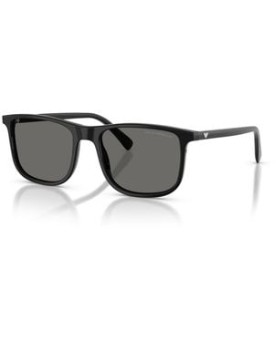 Emporio Armani Square Sunglasses For Round Face - Black
