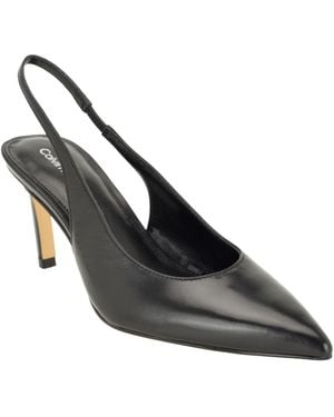 Calvin Klein Biancya Leather Pointed Toe Slingback Pumps - Black