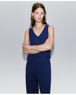 Mango V-neck Knit Top - Blue