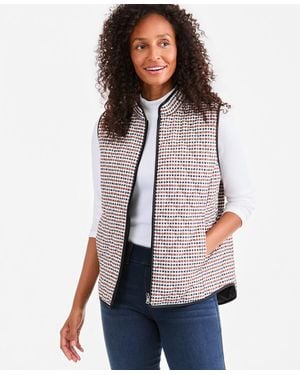 Style & Co. Quilted Plaid Puffer Vest - White
