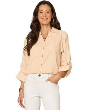 Democracy Bubble Hem Collar Shirt - Natural