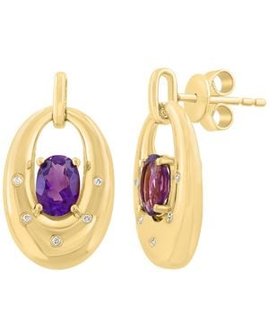 Effy Amethyst And Diamond Accent Drop & Chandelier Earrings (1-3/8 Ct. T.w. - Metallic