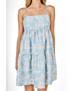 Endless Rose Floral Jacquard Mini Dress - Blue