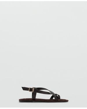 Mango Straps Leather Sandals - Brown