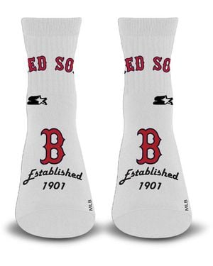 Starter And Boston Red Sox Established Stencil Quarter Socks - White