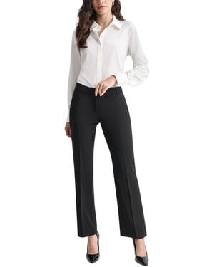 DKNY Petite Modern-fit Mid-rise Wide-leg Pants - Black
