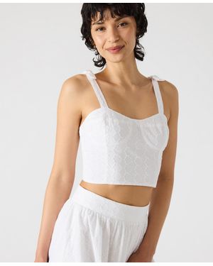 Steve Madden Embroidered Tie-shoulder Top - White
