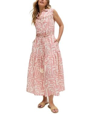 Raffya Holly Tiered Warhol Print Maxi Dress - Pink