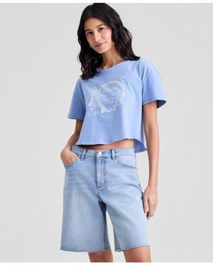 And Now This Crop Mermaid Graphic Cotton T-shirt - Blue