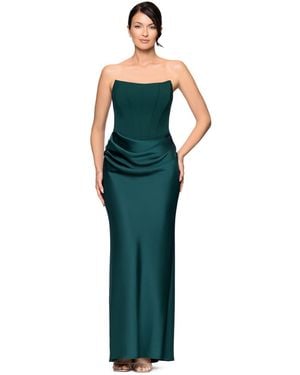 Betsy & Adam Mixed-media Strapless Corset Gown - Multicolor