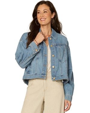 Democracy Petite Oversized Barrel Sleeve Collared Jacket - Blue