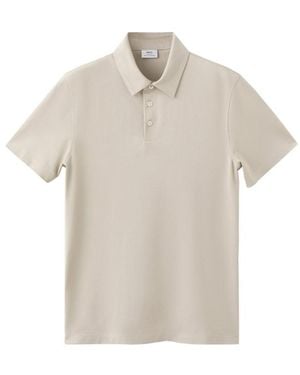 Mango Slim Fit Cotton Pique Blend Polo Shirt - White