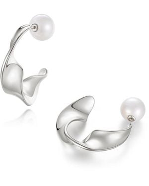 Classicharms Chunky Wave Hoop Earrings - White