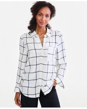 Style & Co. Plaid Perfect Shirt - White