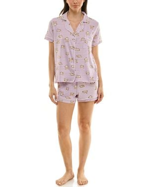 Derek Heart Printed Top And Shorts Set - Red