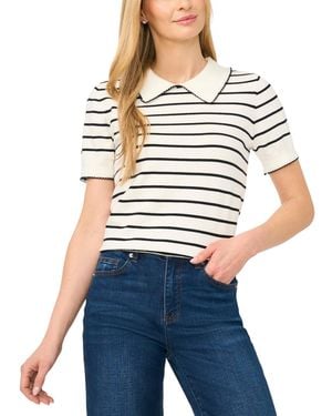 Cece Striped Short-sleeve Sweater - Blue