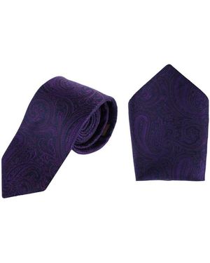 Trafalgar Sobee Paisley Silk Necktie And Pocket Square - Blue