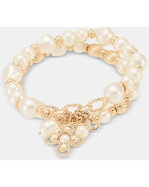 Anne Klein 2-pc. Set Imitation Pearl Flower Charm Beaded Stretch Bracelets - White