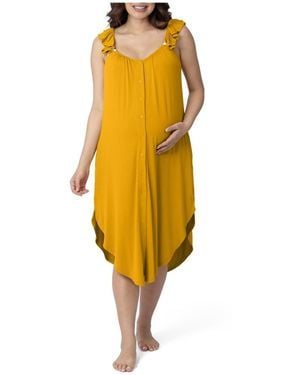 Kindred Bravely Maternity Ruffle Strap Labor & Delivery Gown - Yellow