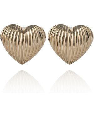 BCBGeneration Bcbg Generation Ribbed Heart Button Earrings - Metallic