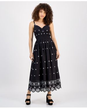 Tinsel Petite V-neck Sleeveless Eyelet Maxi Dress - Black