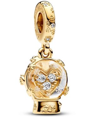 PANDORA Cubic Zirconia Heart Snowflake Snow Globe Dangle Charm - Metallic
