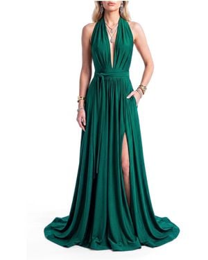 Jessica Angel Infinite Convertible Halter A-line Evening Gown - Green