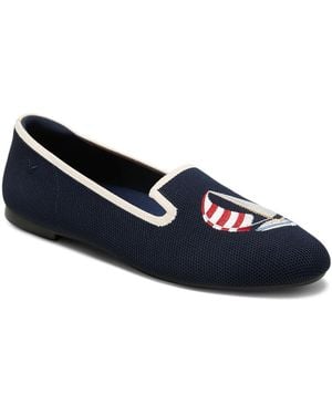 VIVAIA Audrey Round-toe Slip-on Embroidered Loafers - Blue