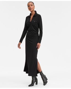 INC International Concepts Long-sleeve Pocket Maxi Dress - Black