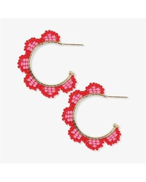 INK+ALLOY Ink + Alloy Luna Beaded Scallop Gold Hoop - Red