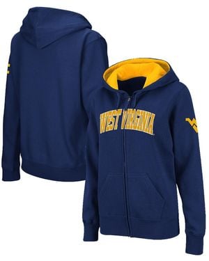 Stadium Athletic West Virginia Mountaineers Arched Name Full-zip Hoodie - Blue