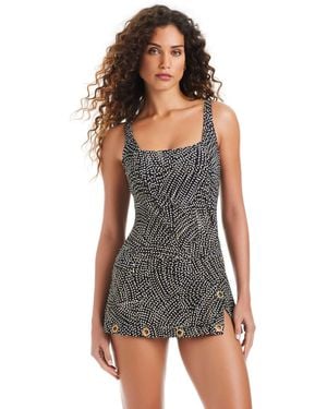 Beyond Control On The Dot Printed Swimsuit Dress - Black