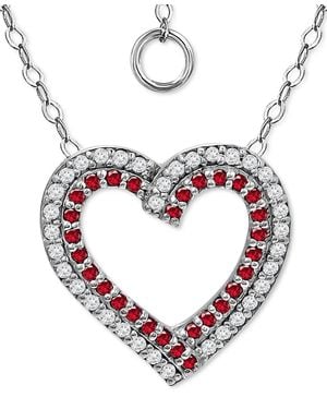 Giani Bernini & Cubic Zirconia Heart Pendant Necklace - Pink