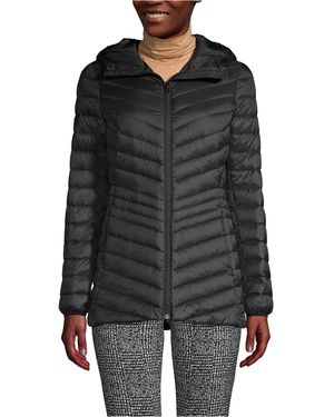 Lands' End Tall Wanderweight Packable Down Hooded Long Jacket - Black